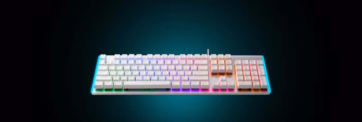 Mechanical keyboard illuminated with multi-color backlighting and side LED streaming lights