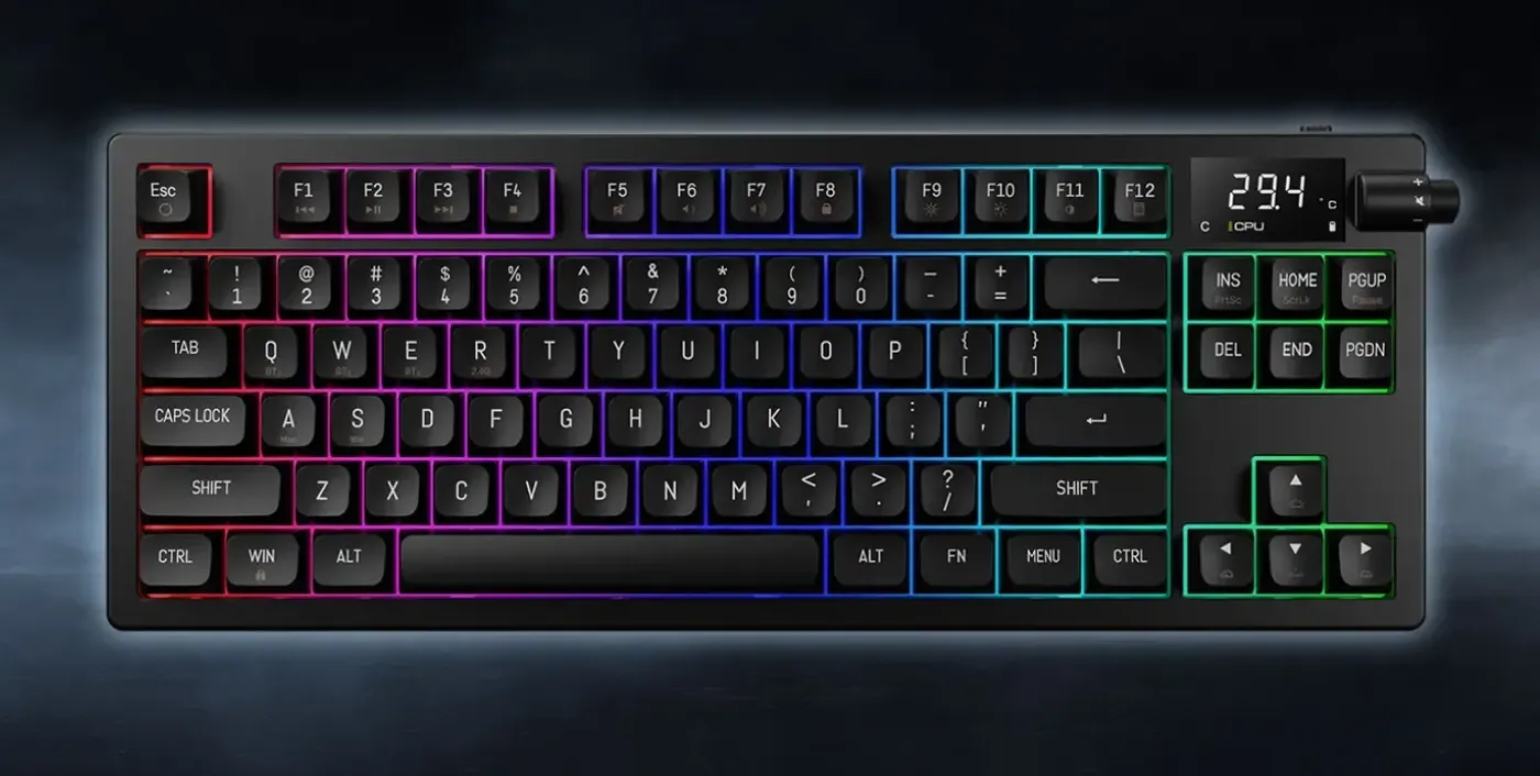 Compact tenkeyless layout of the Gamdias Hermes M7 Hybrid keyboard