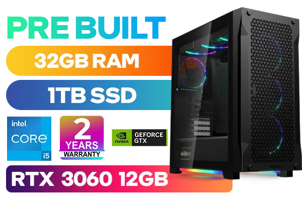 Pre Built] 14th Gen Core i5 14600KF Gaming PC with RTX 3060 - High