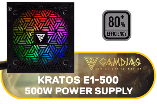 Gamdias KRATOS E1-500W RGB 500W Power Supply - Image 1