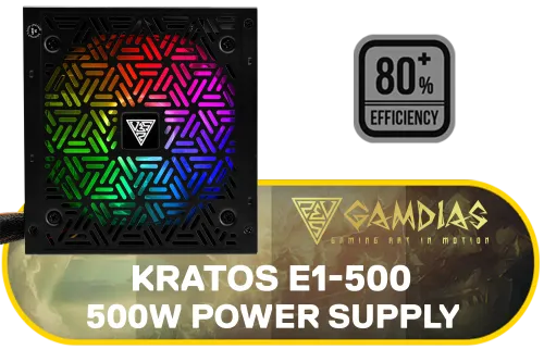 Gamdias KRATOS E1-500W RGB 500W Power Supply - Image 1