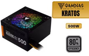 Gamdias KRATOS E1-500 500W RGB Power Supply — 80 PLUS - image 1