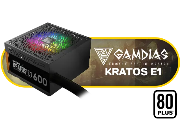 Gamdias KRATOS E1-600 RGB 600W Power Supply