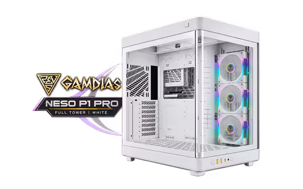 GAMDIAS NESO P1 PRO WW Full Tower Case - White | E-ATX - image 1 GAMDIAS NESO P1 PRO WW Full Tower Case - White | E-ATX - image 1
