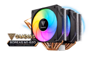 GAMDIAS BOREAS M1-620 Dual Tower CPU Air Cooler - Black - image 1