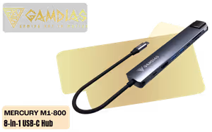 GAMDIAS MERCURY M1-800 8-in-1 USB-C Hub — 4K HDMI, Ethernet - image 1