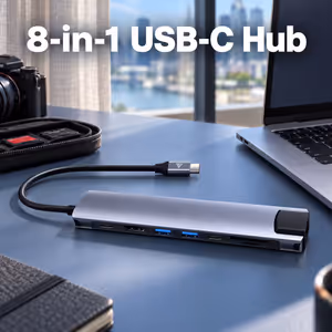 GAMDIAS MERCURY M1-800 8-in-1 USB-C Hub — 4K HDMI, Ethernet - image 2