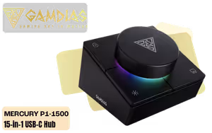 GAMDIAS MERCURY P1-1500 15-in-1 USB-C Hub — 4K HDMI, RJ45 - image 1