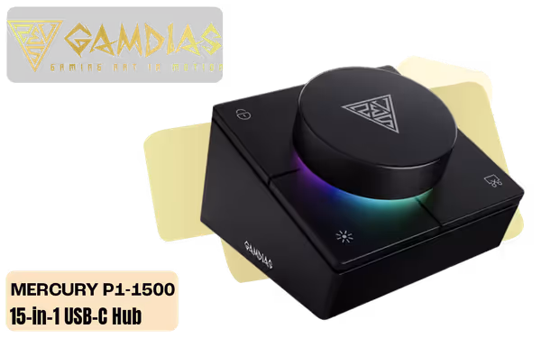 GAMDIAS MERCURY P1-1500 15-in-1 USB-C Hub — 4K HDMI, RJ45 - image 1 GAMDIAS MERCURY P1-1500 15-in-1 USB-C Hub — 4K HDMI, RJ45 - image 1