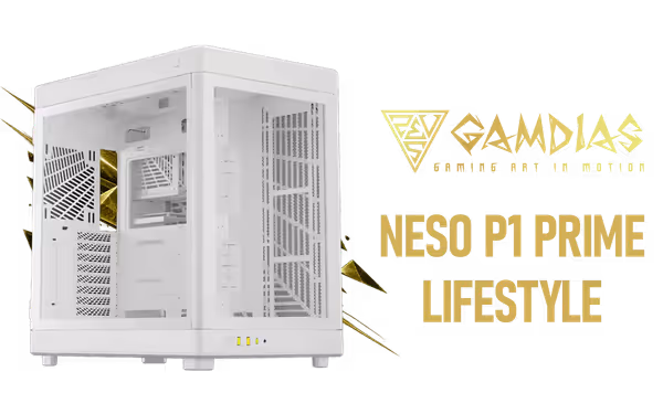 Gamdias NESO-P1-WW E-ATX Gaming Case – White, Modular - image 1 Gamdias NESO-P1-WW E-ATX Gaming Case – White, Modular - image 1
