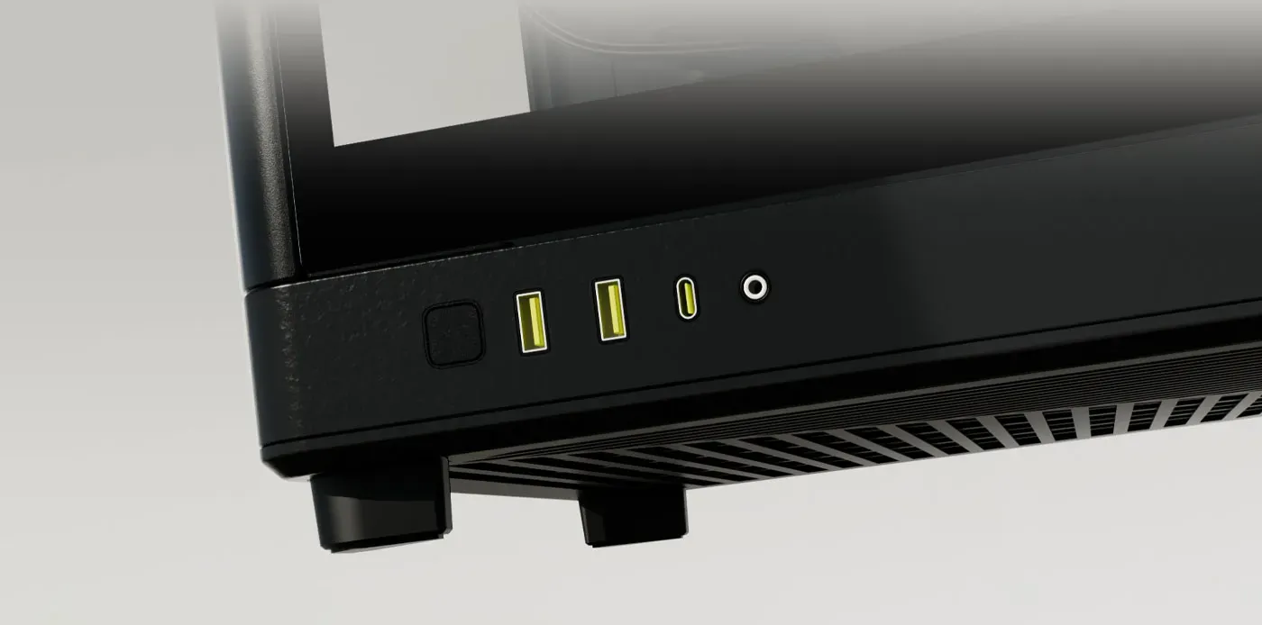 Front panel I/O with Type-C and USB 3.0 ports on the Neso P1