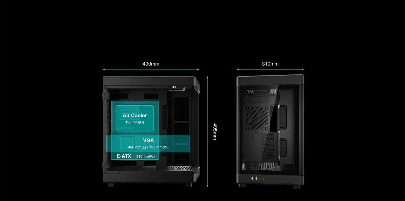 Spacious Neso P1 interior with room for an E-ATX motherboard