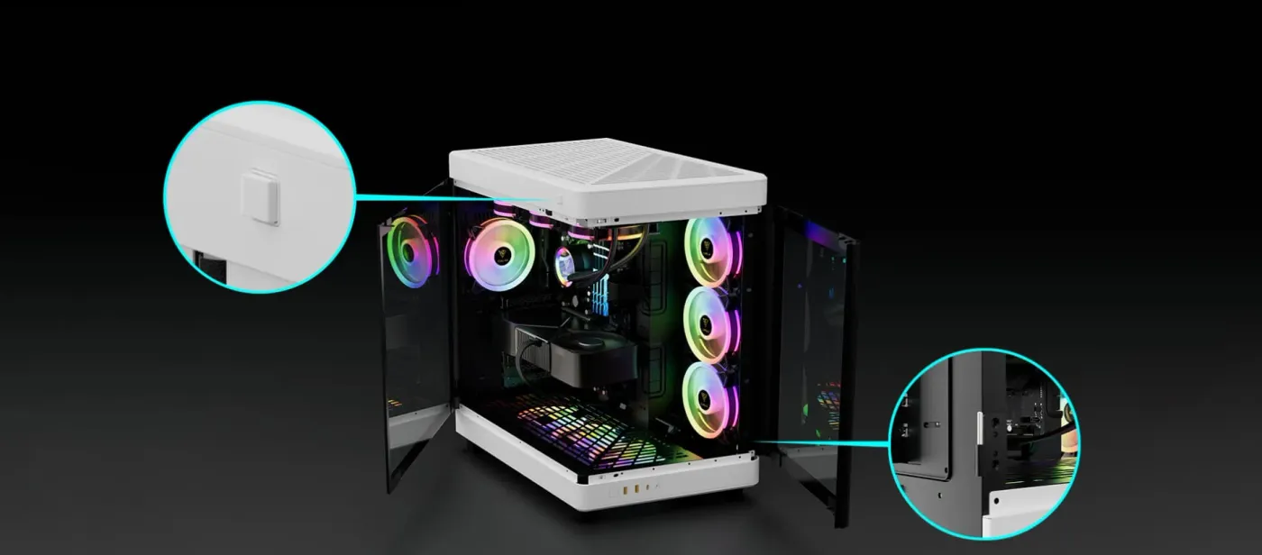 Dual-hinged tempered glass panel detached from the NESO P1 BW
