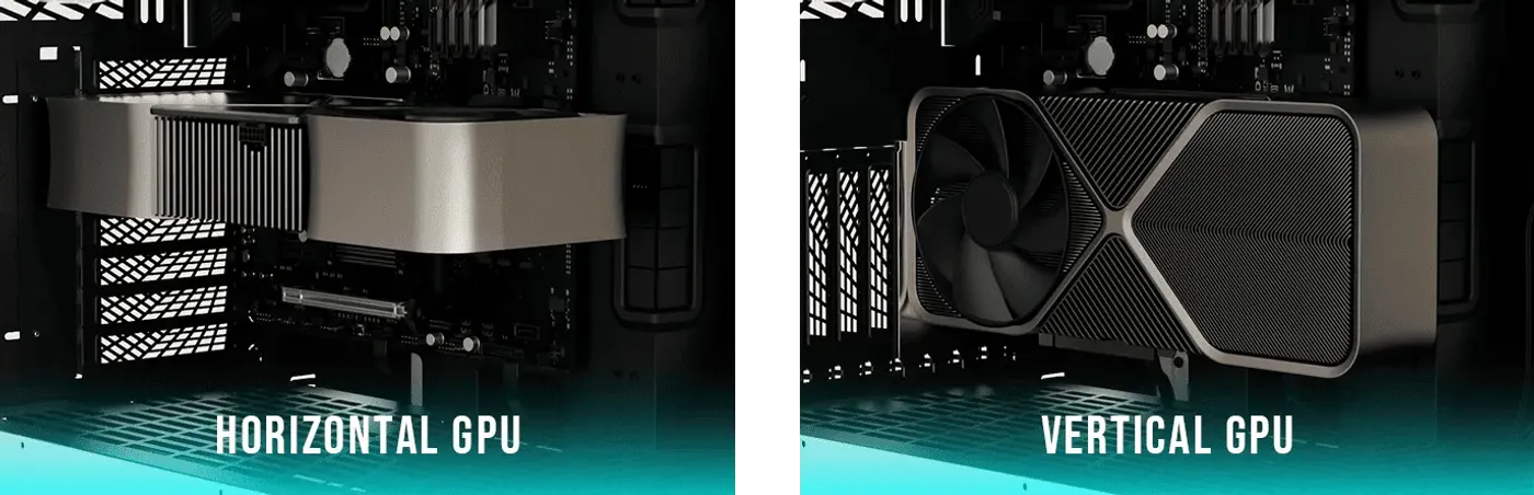 Rotatable PCIe slot assembly inside the GAMDIAS NESO P1 BW