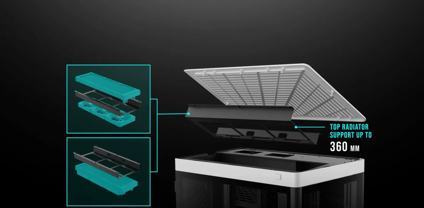 Detachable top cooling bracket lifted out of the NESO P1 BW