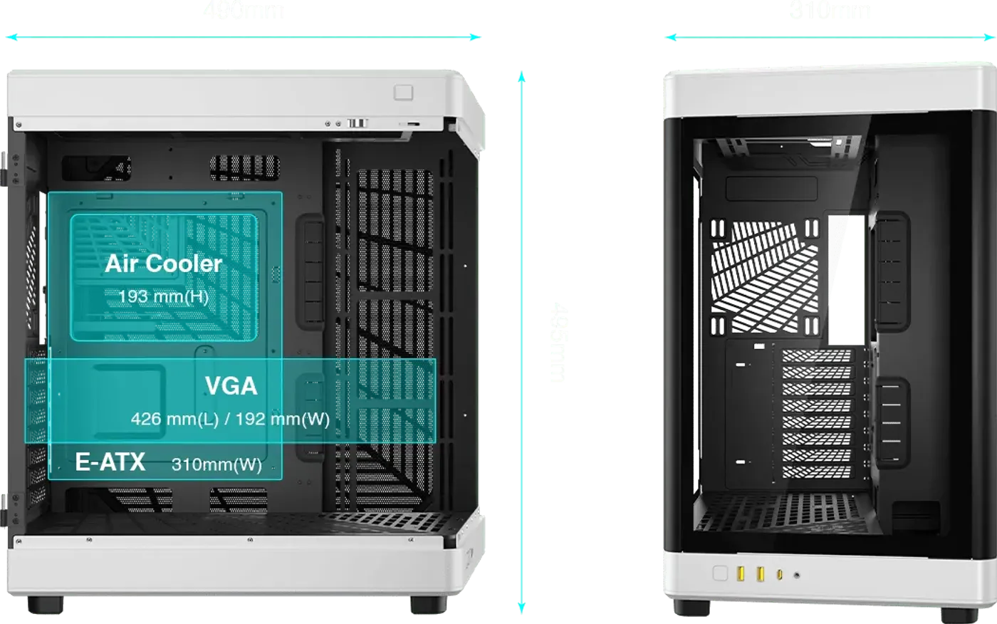 Spacious interior of the NESO P1 BW sized for E-ATX motherboards