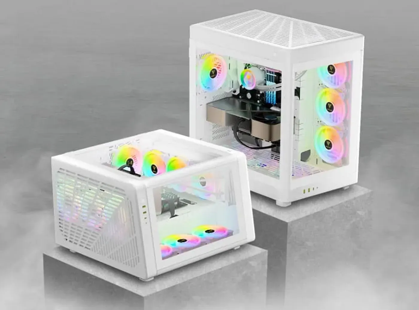 Gamdias Neso P1 full-tower gaming case showcasing dual-chamber design