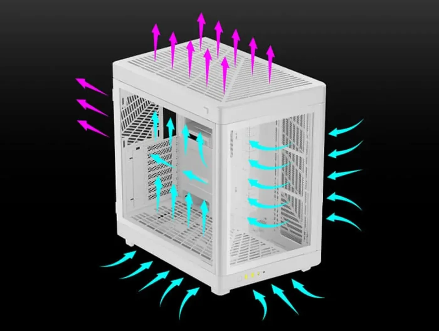 Gamdias Neso P1 Gaming Case showing perforated mesh panels for optimized airflow