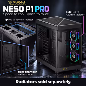 GAMDIAS NESO P1 PRO Full Tower Case - Black | E-ATX - image 16
