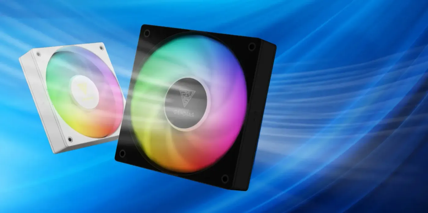 Gamdias NOTUS M1-1201 ARGB high-performance black case fan with a premium aesthetic design.