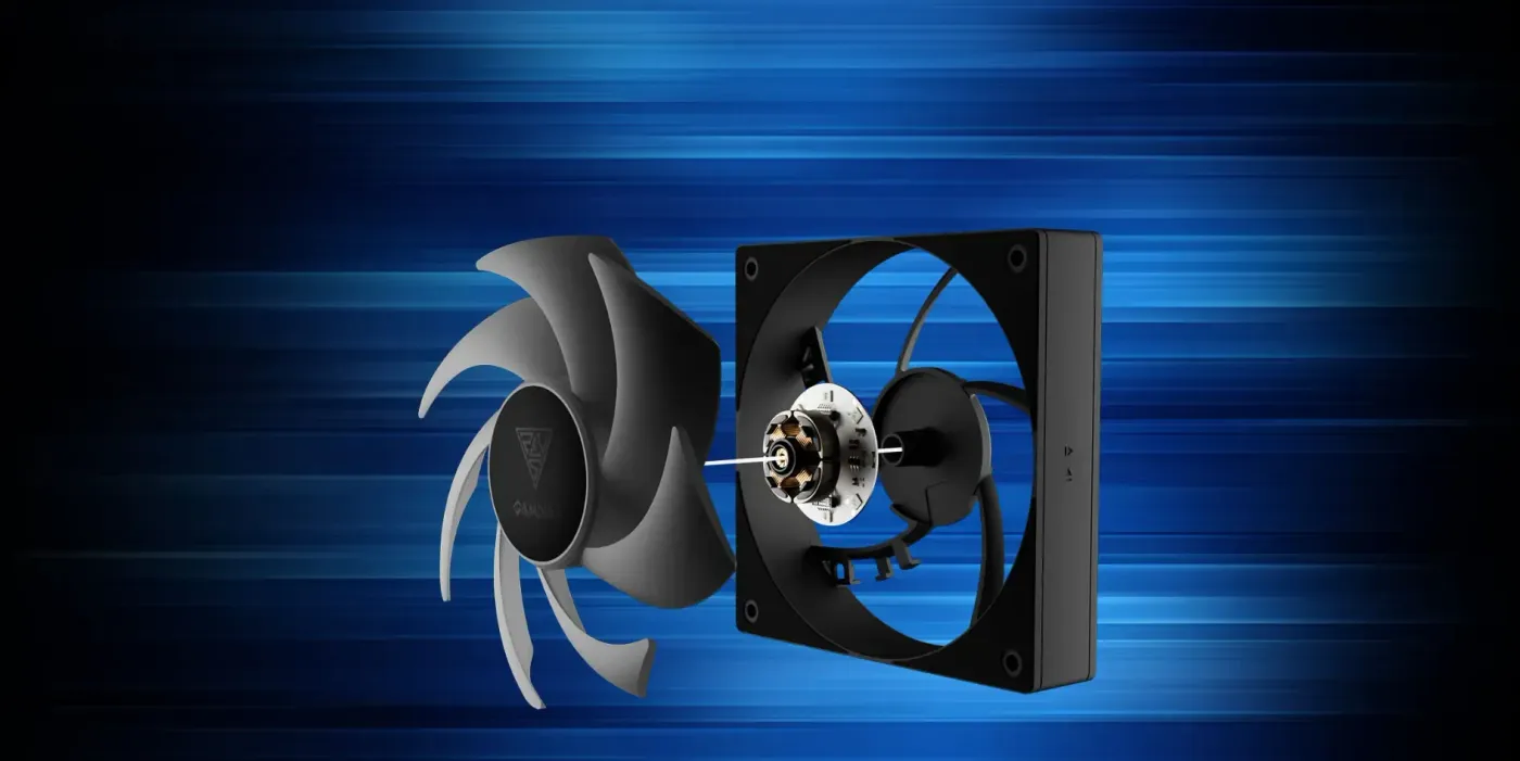 Premium hydraulic bearing mechanism inside the Gamdias NOTUS M1 case fan.