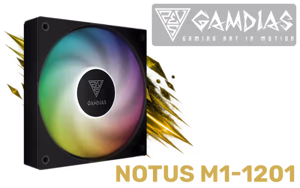 Gamdias NOTUS M1-1201 ARGB 30mm Case Fan — Cableless Daisy-Chain - image 1 Gamdias NOTUS M1-1201 ARGB 30mm Case Fan — Cableless Daisy-Chain - image 1