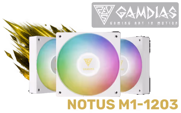 GAMDIAS NOTUS M1-1203 120mm ARGB PWM Fans - 3-Pack - image 1 GAMDIAS NOTUS M1-1203 120mm ARGB PWM Fans - 3-Pack - image 1