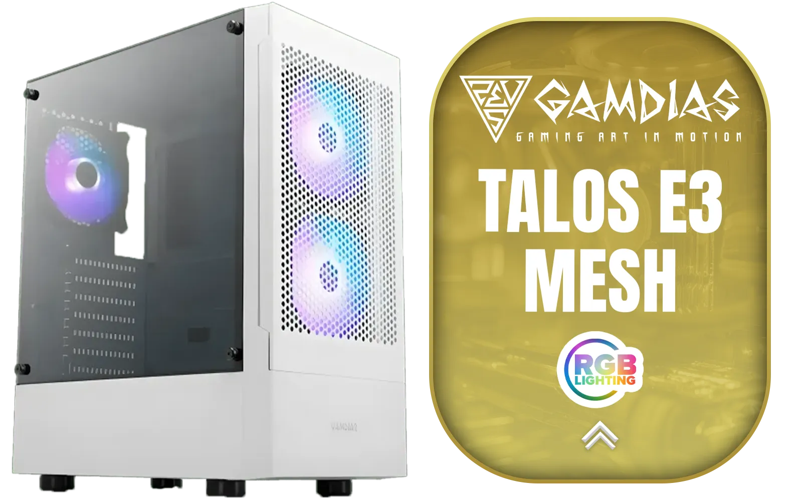 Gamdias Talos E3 Mesh Gaming Case White - Image 1