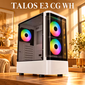 GAMDIAS TALOS E3 CG WH Mid Tower Case — White, ARGB, 360mm - image 2