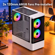 GAMDIAS TALOS E3 CG WH Mid Tower Case — White, ARGB, 360mm - image 5