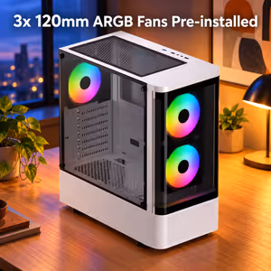 GAMDIAS TALOS E3 CG WH Mid Tower Case — White, ARGB, 360mm - image 5