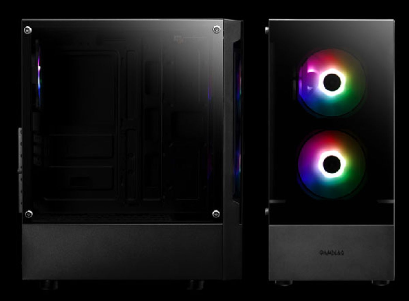 The three built-in 120mm ARGB fans inside the Gamdias TALOS E3