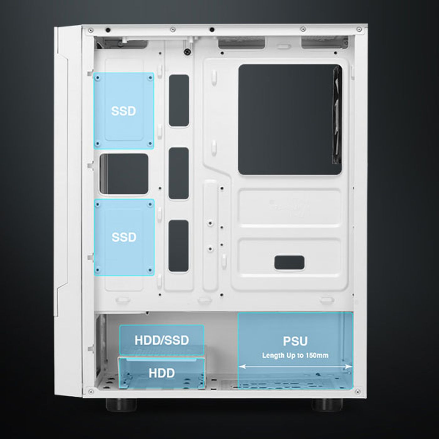 Storage Space of Gamdias Talos E3 Mesh Gaming Case