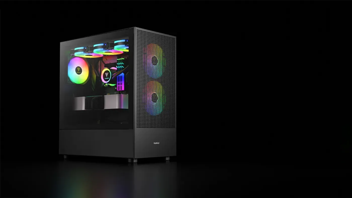 Completed build inside the TALOS M3 MESH viewed through the tempered glass panel