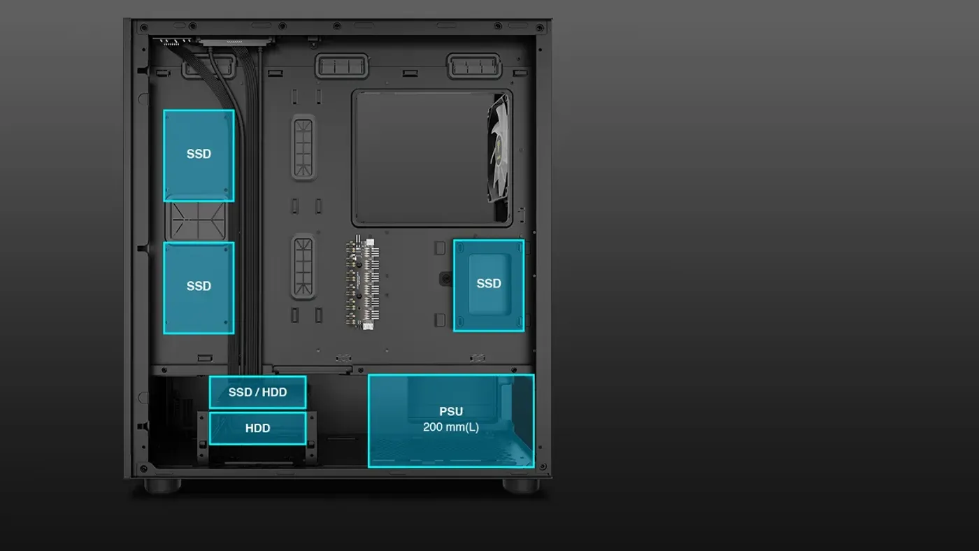 Power supply bay and storage layout inside the TALOS M3 MESH