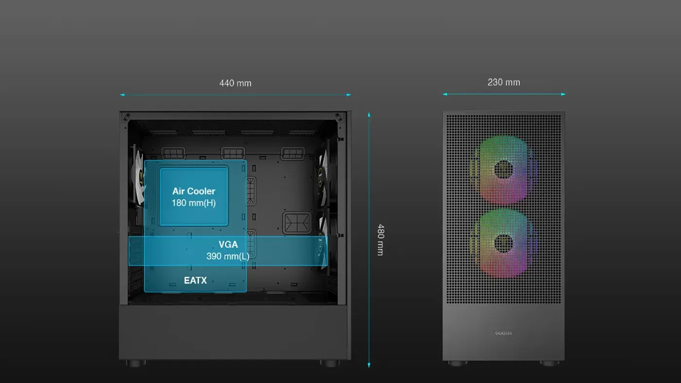 PSU shroud and cable routing area inside the TALOS M3 MESH