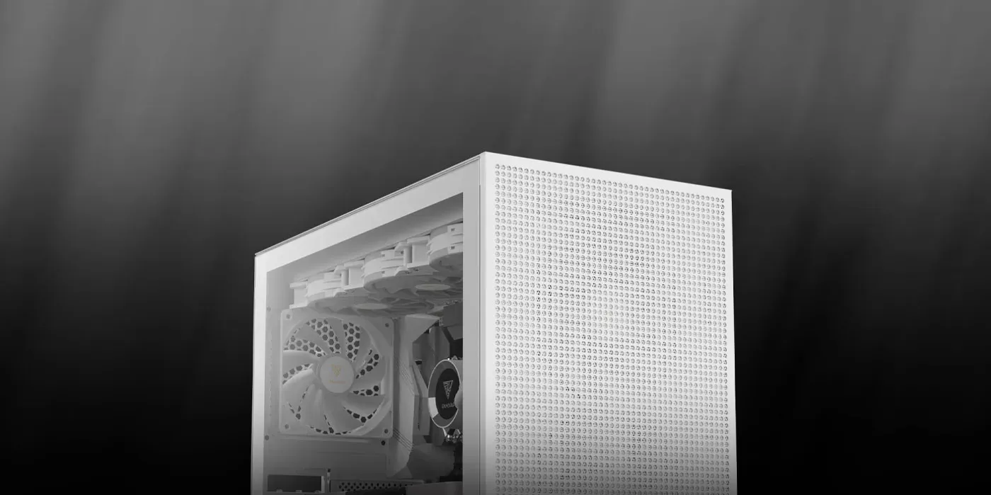 Close view of the 5.0mm perforated air vents on the TALOS M3 MESH front panel