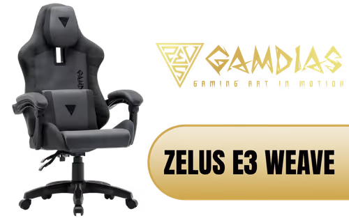 Gamdias Zelus E3 Weave Gaming Chair Black Grey - Image 1