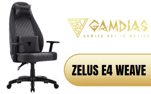 Gamdias Zelus E4 Weave Gaming Chair Black Grey - Image 1