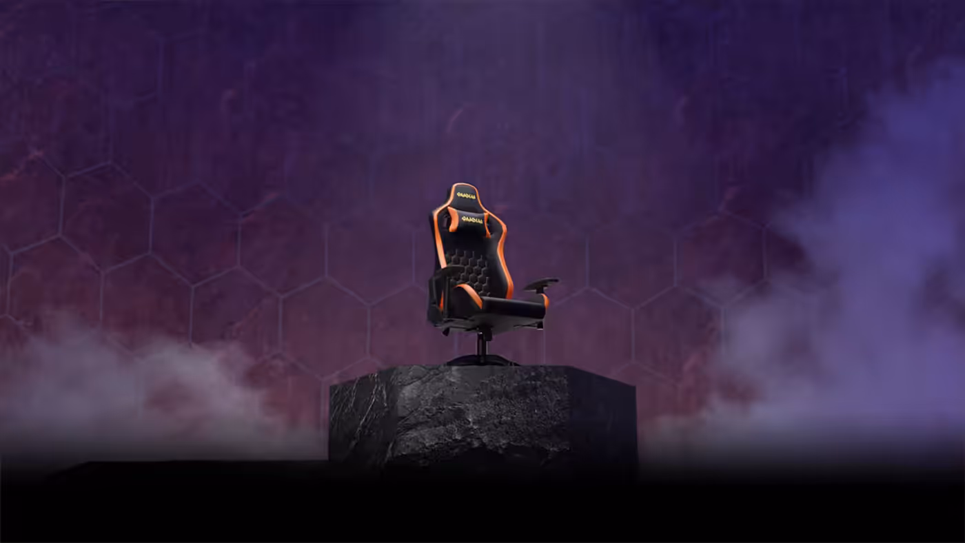 Gamdias Zelus M2 gaming chair featuring hive lumbar support and steel base