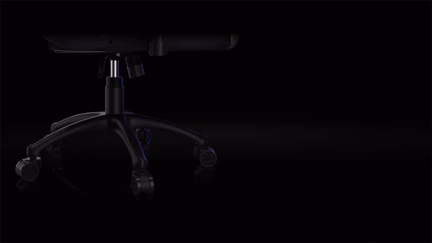 Durable five-star steel base and gas lift mechanism of the Zelus M2