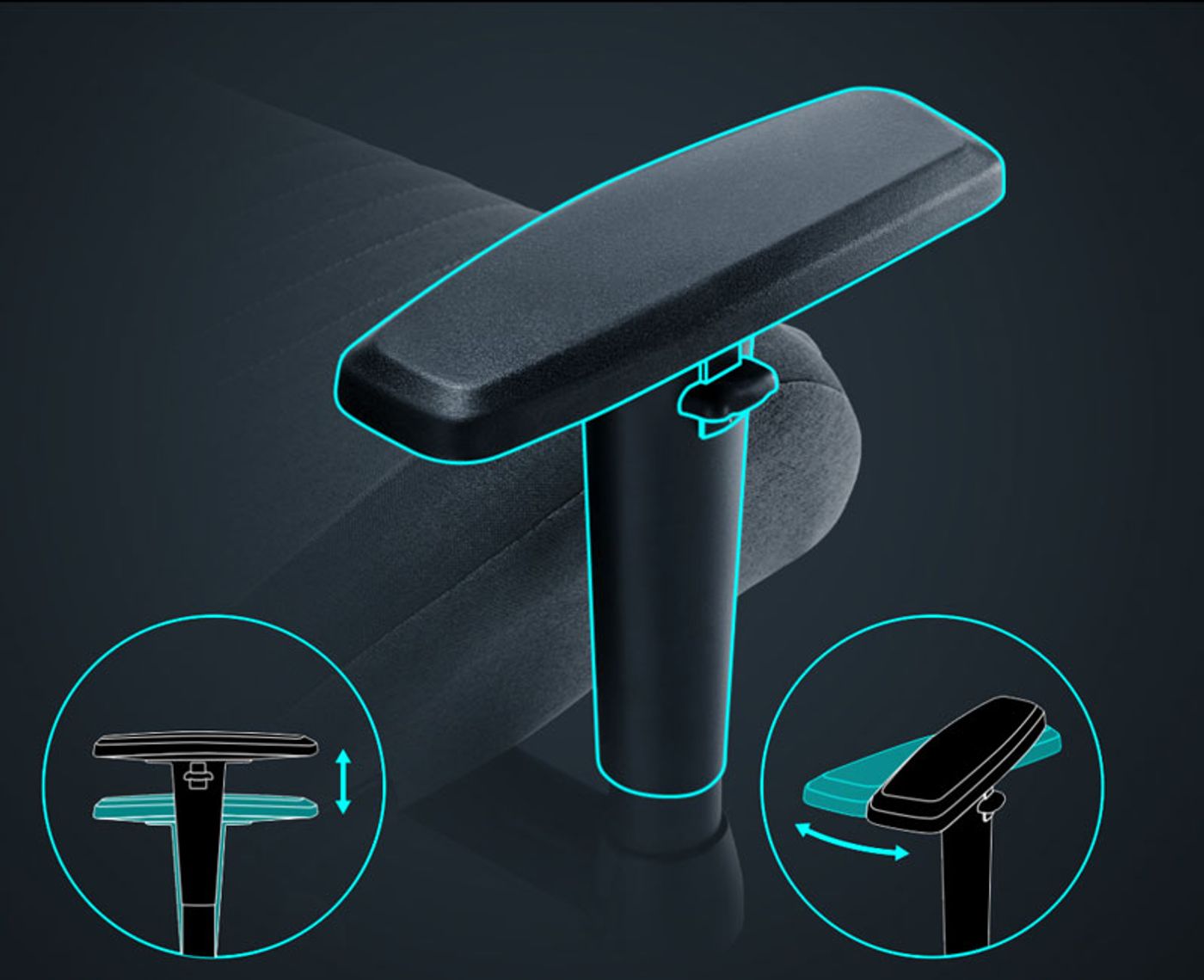 2D adjustable armrests providing ergonomic forearm support on the Gamdias M3 chair
