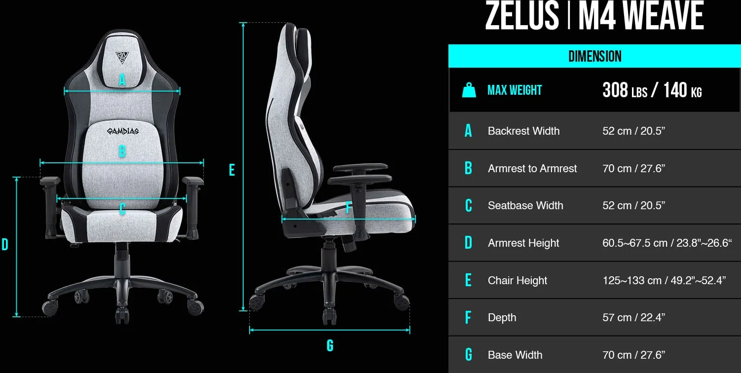 Gamdias ZELUS M4 Weave Gaming Chair — Grey/Black Comfort | Evetech
