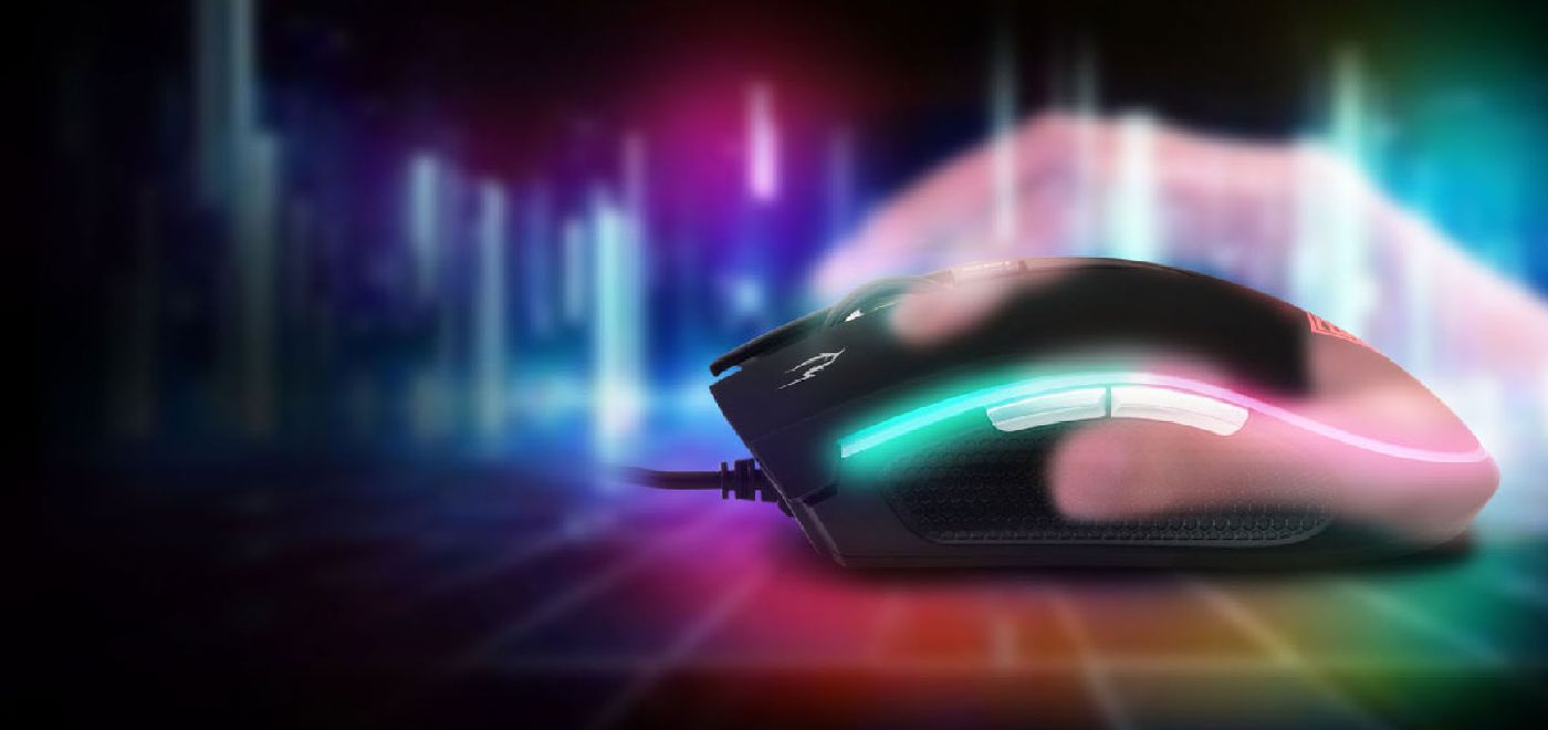 Side profile of the Gamdias ZEUS E2 gaming mouse showing its main buttons