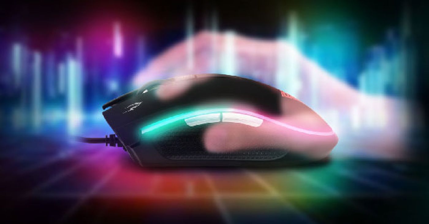 Gamdias ZEUS E2 gaming mouse with multi-colour lighting illuminated
