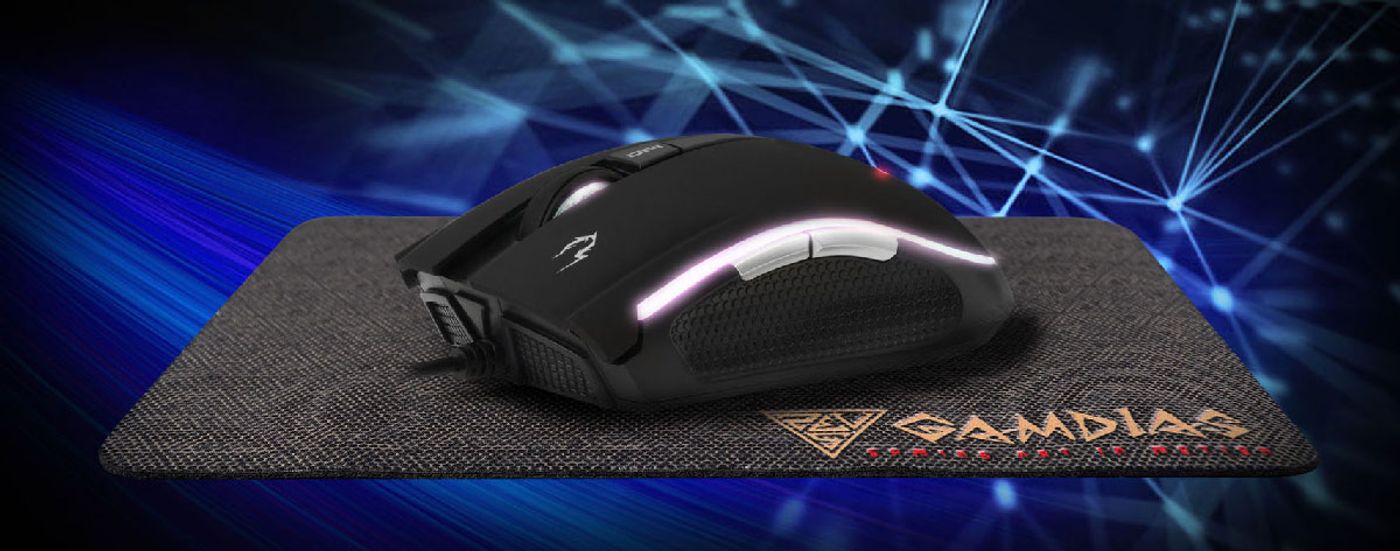 Gamdias ZEUS E2 optical gaming mouse shown from the top