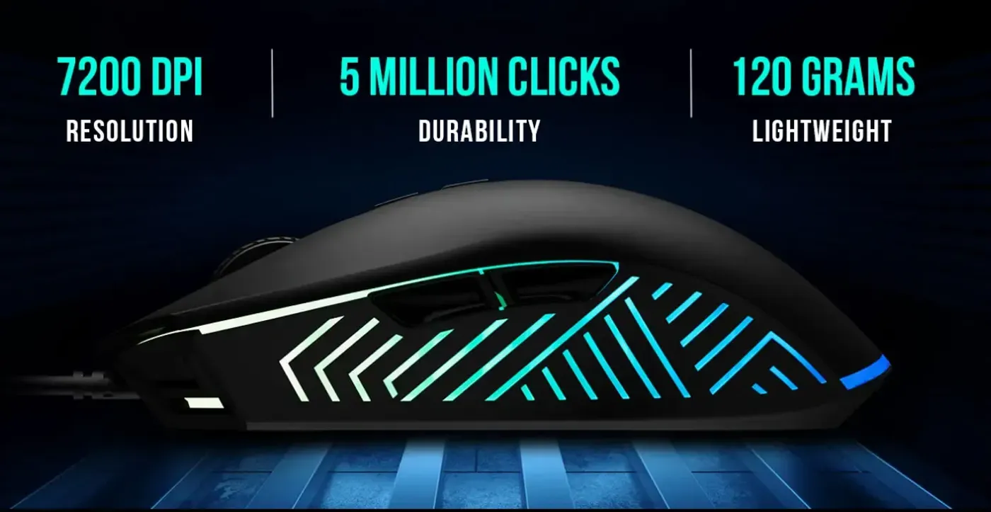 Gamdias ZEUS E4 gaming mouse shown in a performance-focused setting
