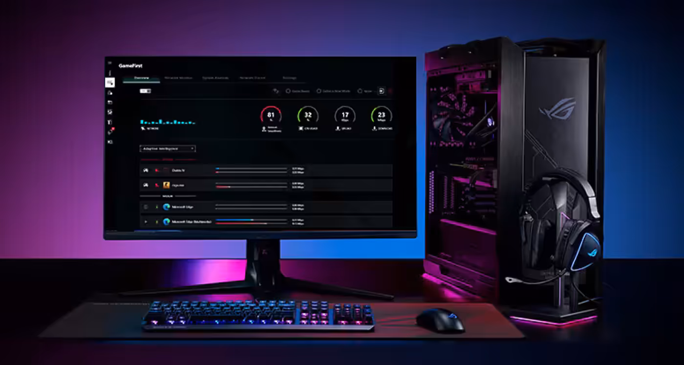 GameFirst networking software interface showing bandwidth allocation for cloud gaming