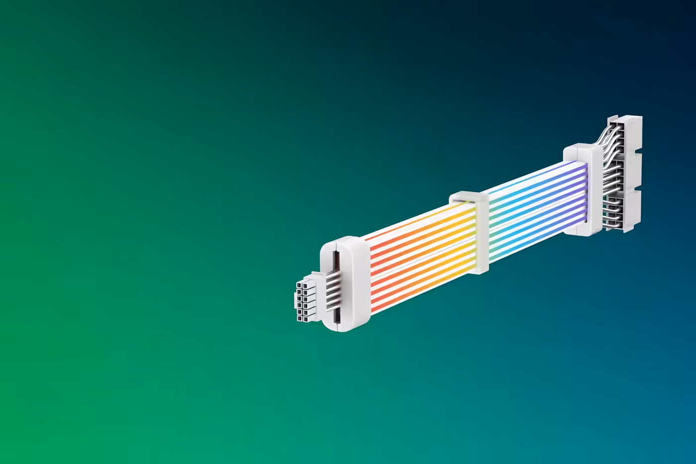 The white GameMax extension cable with its addressable ARGB strip lit