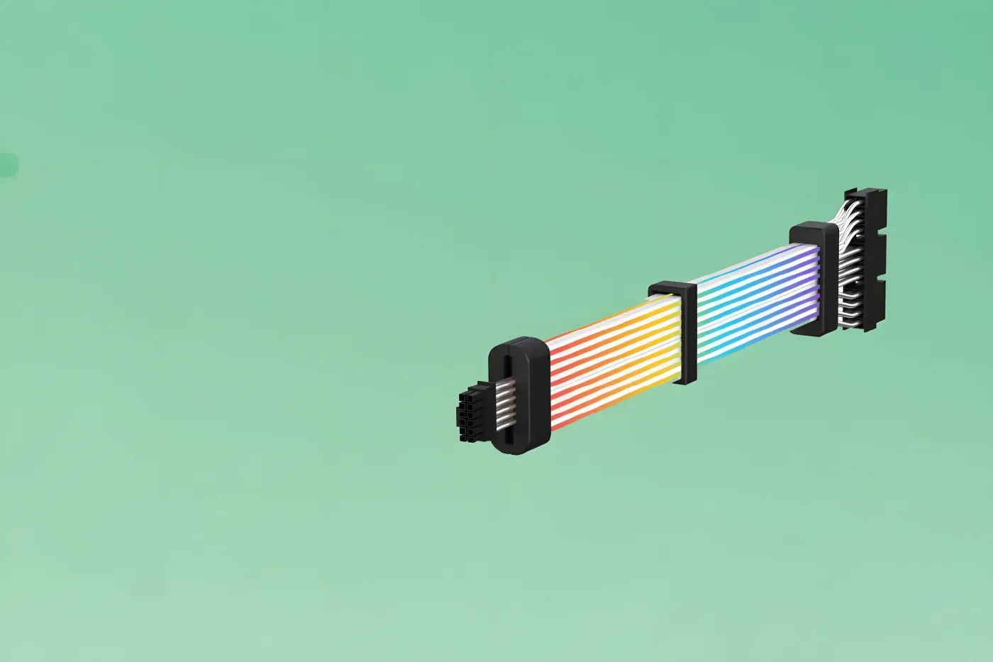Full length view of the GameMax 12VHPWR extension cable and its connectors